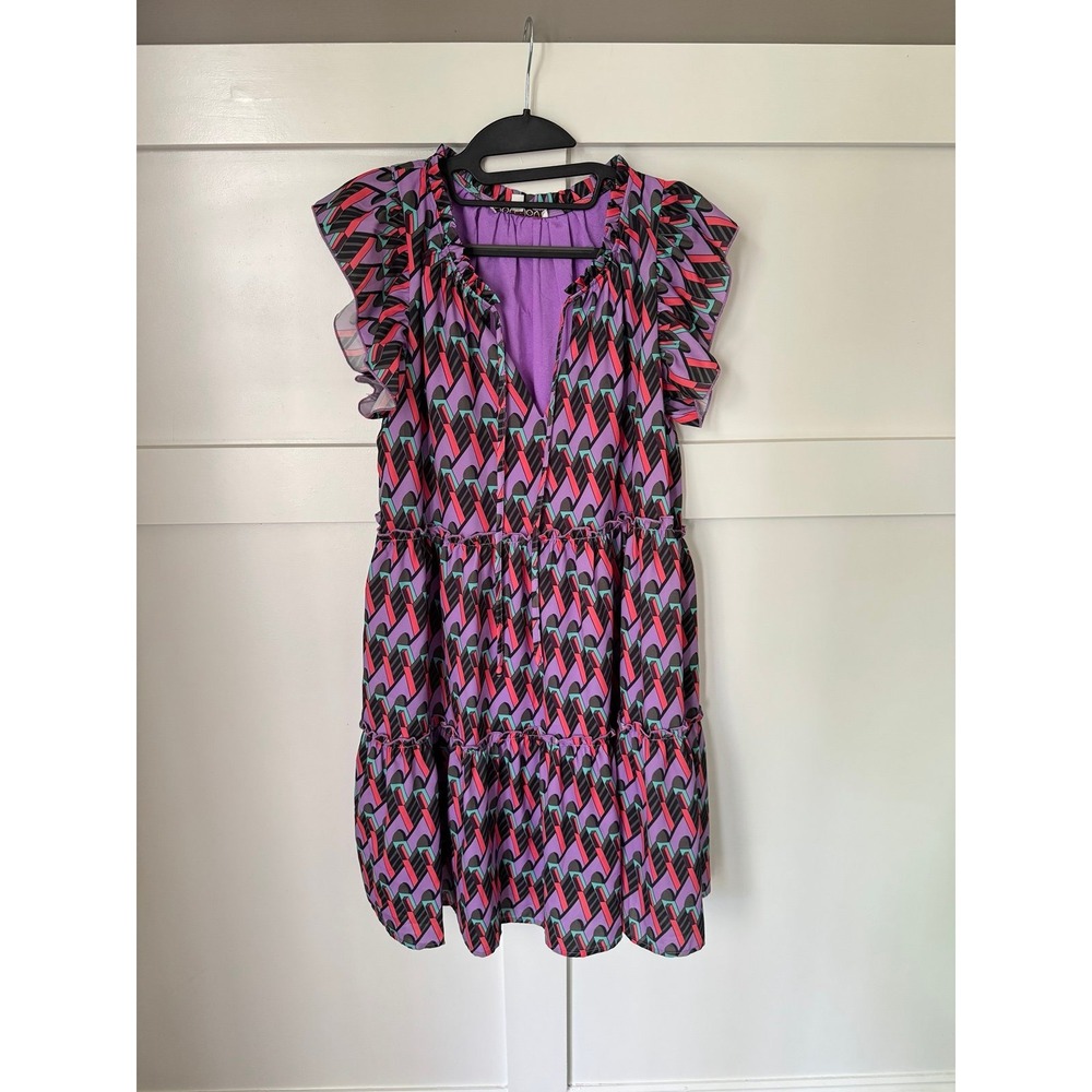 Joy joy purple geometric dress size small EUC‎